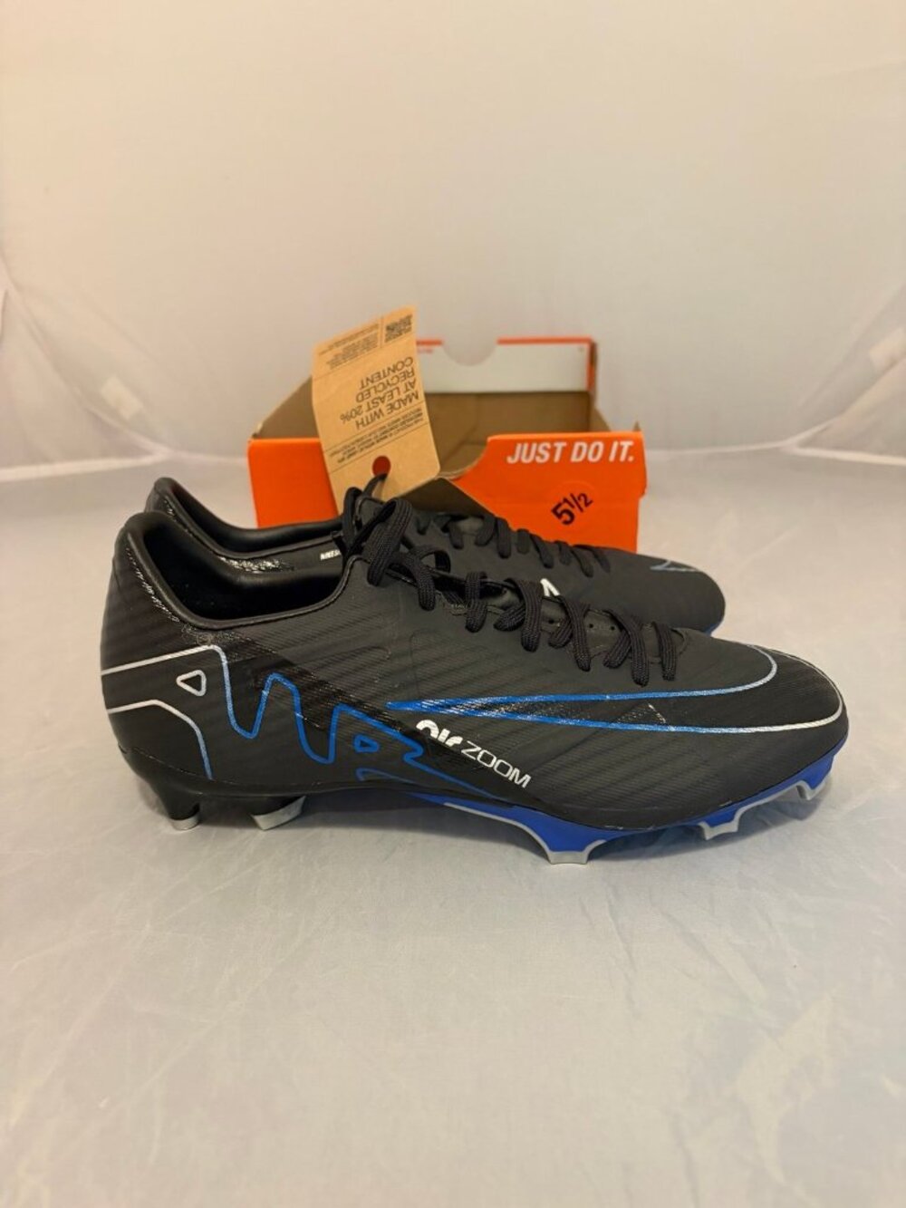 Nike Zoom Vapor 15 Academy black blue soccer cleats men’s size 5.5 DJ5631 040 - Picture 3 of 9